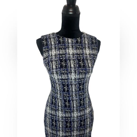 NWOT DKNY TWEED PRINTED ASYMMETRICAL BUTTON PLAID BUSINESS DRESS WOMENS SIZE 2 - Picture 4 of 14